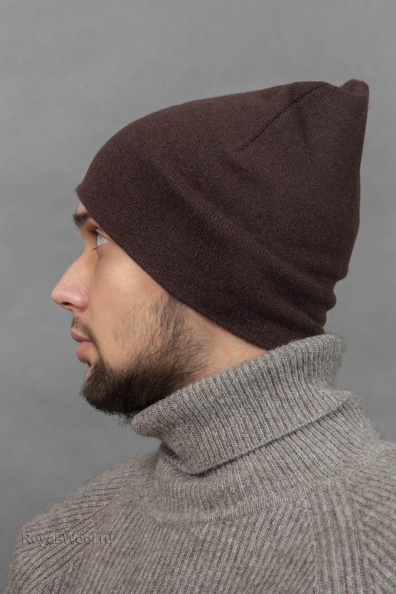 Коричневая мужская тонкая шапка 197-8-2M