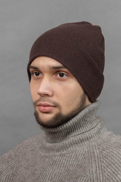 Коричневая мужская тонкая шапка 197-8-2M