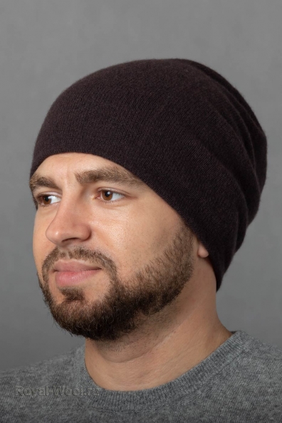 Коричневая тонкая мужская шапка 750-4-70M