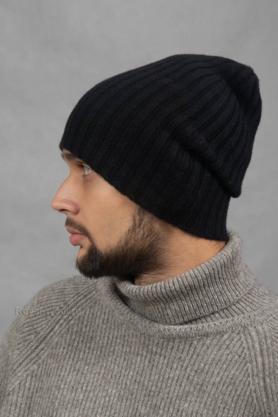 Вязаная черная зимняя шапка 750-1-17M