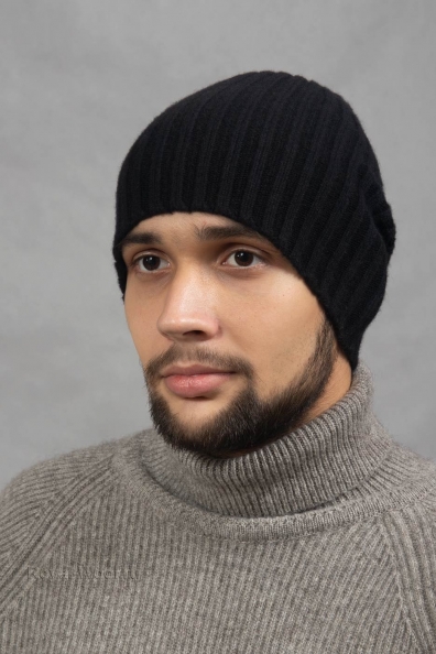 Вязаная черная зимняя шапка 750-1-17M