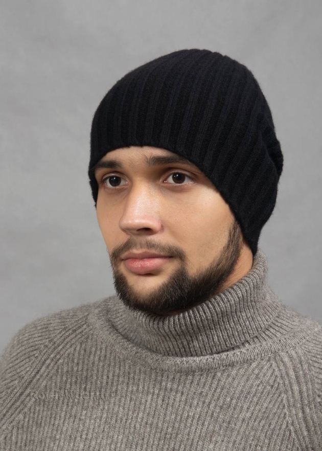 Черная мужская вязаная шапка из кашемира | Купить , СПб