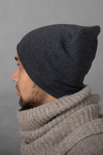 Серая тонкая мужская шапка 197-8-1M
