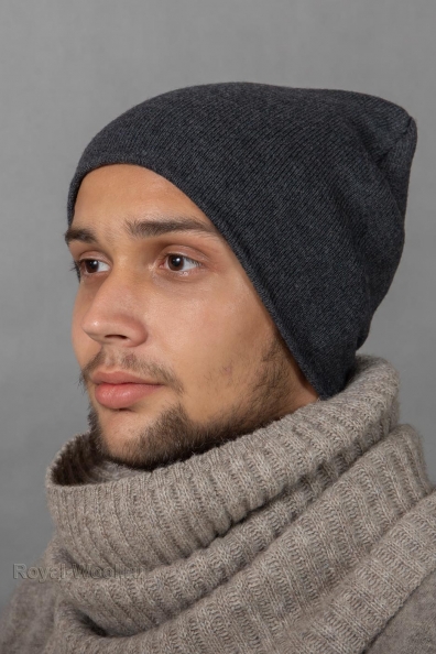 Серая тонкая мужская шапка 197-8-1M
