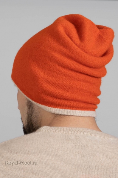 Оранжевая двойная мужская шапка 750-4-20M