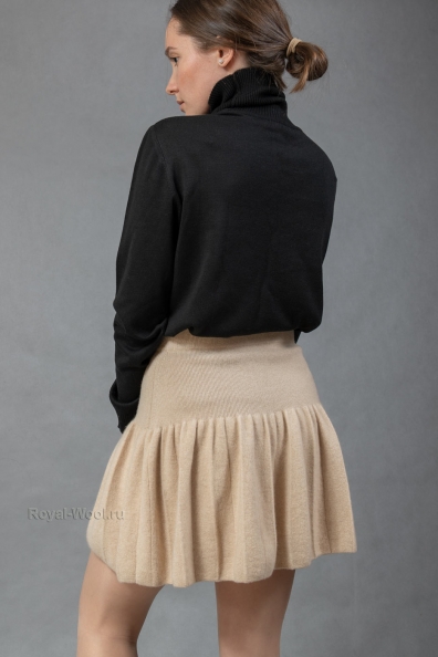 Кашемировая юбка светло-бежевая 701-2