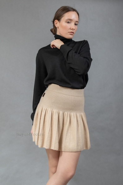 Кашемировая юбка светло-бежевая 701-2