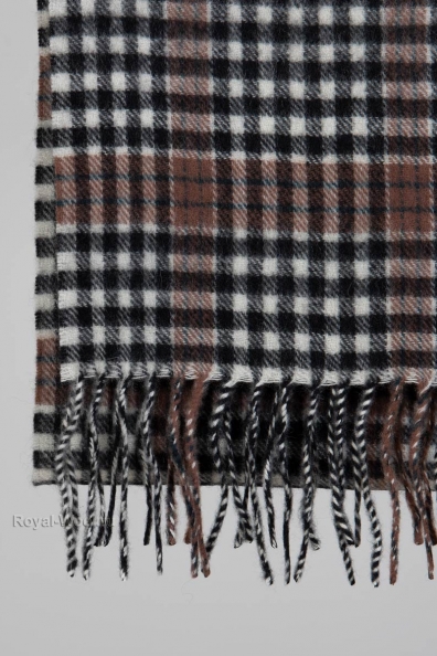 Коричневый в клетку кашемировый шарф 760-43