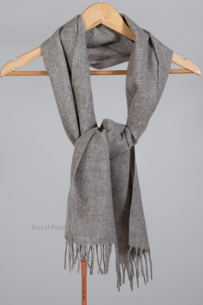 Серый шарф с кистями из пуха яка 196-10M-1