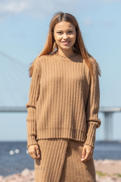 Джемпер шерстяной «темный camel» 192-24-UL