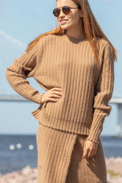 Джемпер шерстяной «темный camel» 192-24-UL