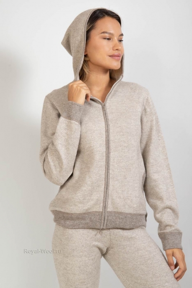 Джемпер светлый на молнии с капюшоном 406-2NF-1