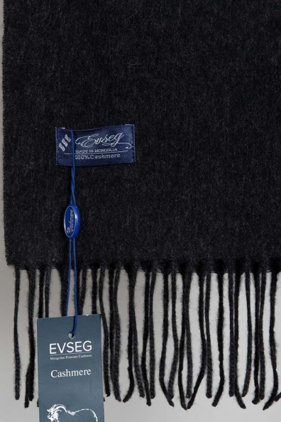 Графитовый мужской кашемировый шарф с кистями 760-47-M