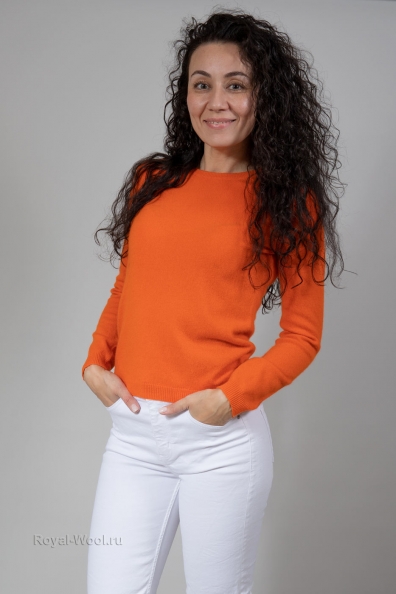 Оранжевый джемпер U-образный вырез 705-E-13
