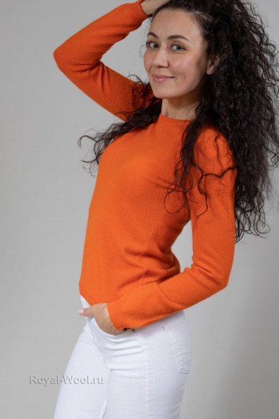 Оранжевый джемпер U-образный вырез 705-E-13