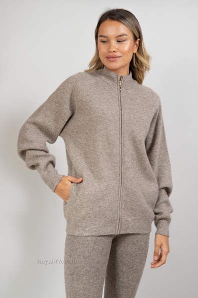 Серый джемпер на молнии (монгольский ягненок) 402-5-NF-1