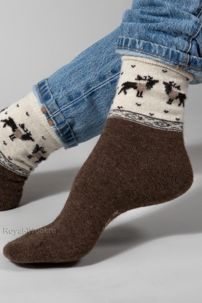 Шерстяные носки с рисунком «олени» 1113-27