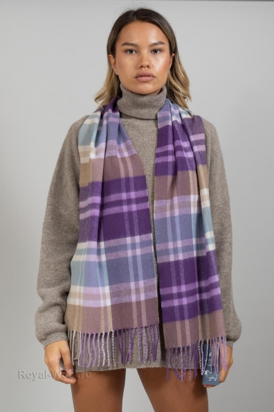 Сиреневый шарф в клетку 760-46