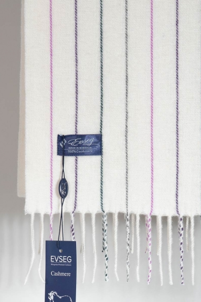 Белый шарф в полоску 760-45