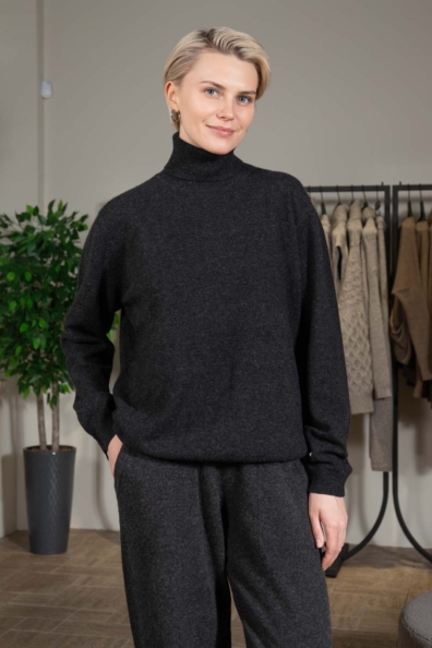Свитер-водолазка темный кашемир графит 705-5
