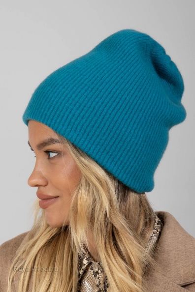 Бирюзовая кашемировая шапка 750-4-30