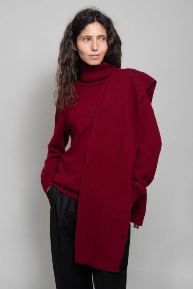 Бордовый трикотажный шарф кашемир 24х155 760-BB-9