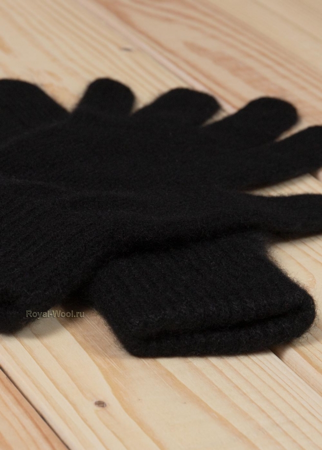 Мужские черные перчатки кашемир фото1