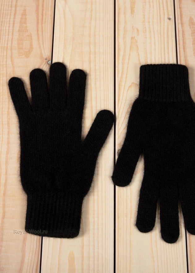 Мужские черные перчатки кашемир фото2