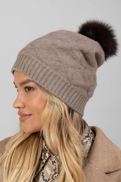 Кашемировая шапка с помпоном 750-2-10