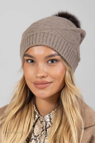 Кашемировая шапка с помпоном 750-2-10