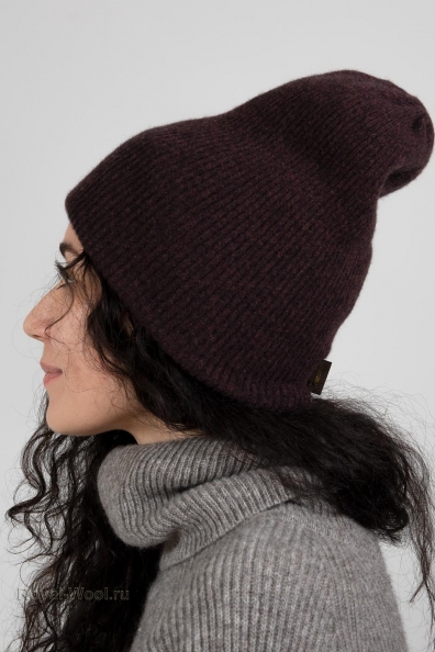 Коричневая двойная шапка из кашемира 750-4-33