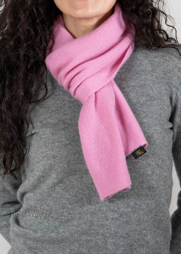 Розовый трикотажный шарф кашемир фото4