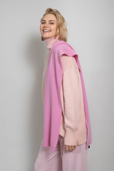 Розовый шарф трикотажный кашемир 24х155 760-BB-7