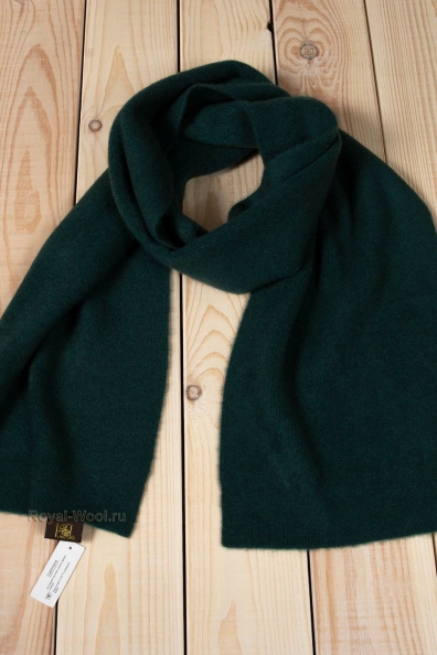 Темно-зеленый трикотажный кашемировый шарф 24х155 760-BB-8