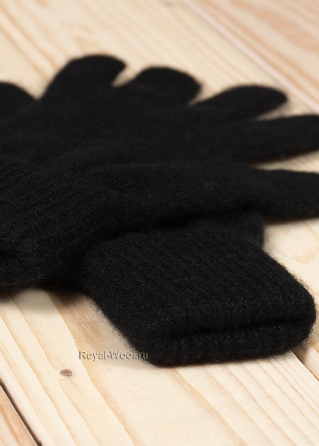 Черные женские перчатки кашемир фото3