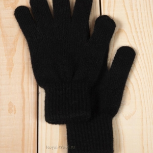 Черные женские перчатки кашемир фото2