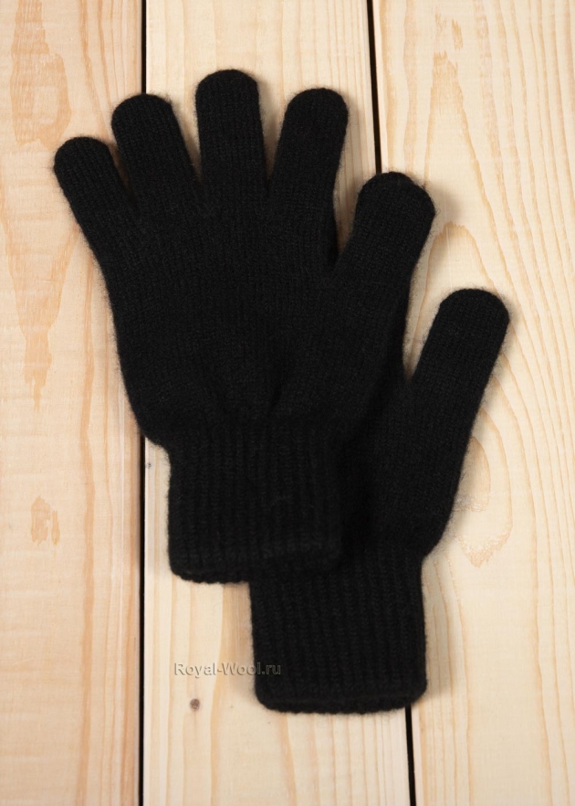 Черные женские перчатки кашемир фото2