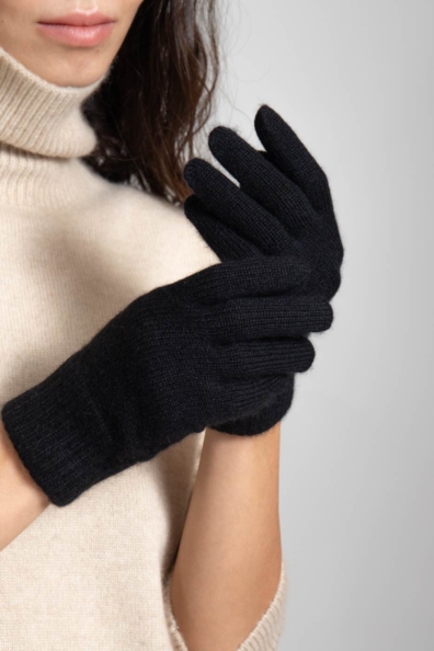 Женские кашемировые черные перчатки 106-7-15