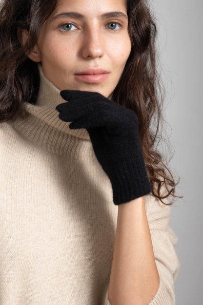 Женские кашемировые черные перчатки 106-7-15