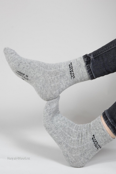 Серые носки из шерсти яка 102-1