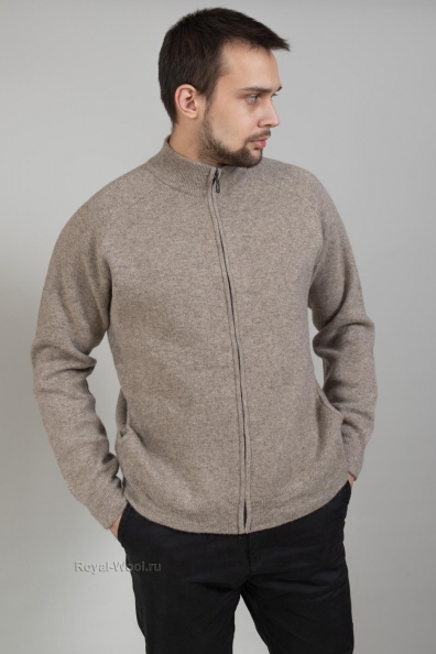 Мужской серый шерстяной джемпер на молнии 402-5-MNF-1