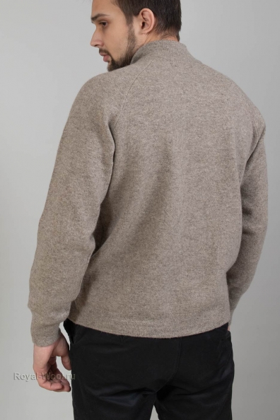 Мужской серый шерстяной джемпер на молнии 402-5-MNF-1