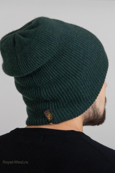 Зеленая двойная шапка из кашемира 750-4-37M