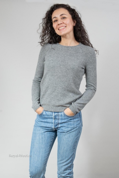 Серый джемпер кашемир женский 705-E-15