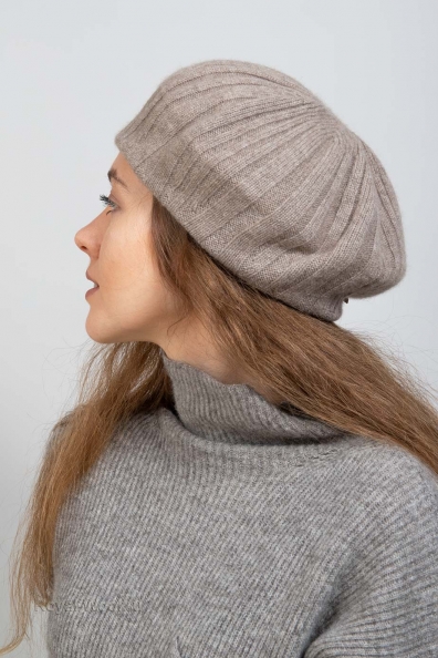 Берет кашемировый бежевый 750-KB-1