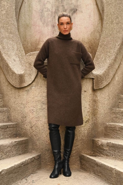 Платье коричневое с карманом 1921-76-1