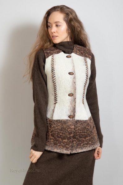 Женский шерстяной жилет на пуговицах 104-9-1