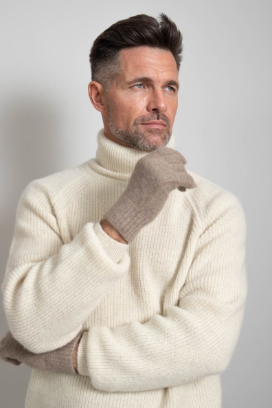 Перчатки мужские кашемировые бежевые 106-7-8Кн