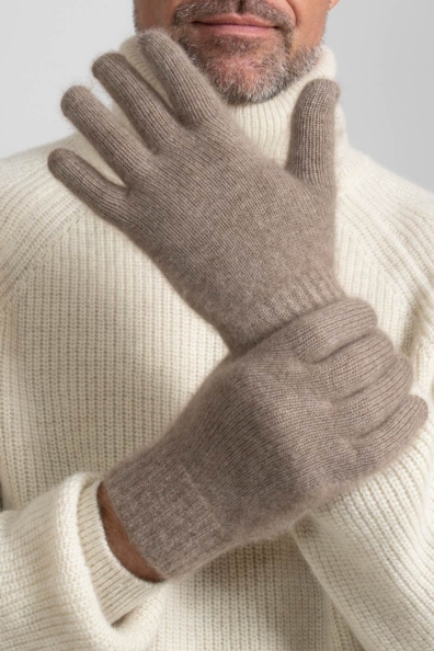 Перчатки мужские кашемировые бежевые 106-7-8Кн