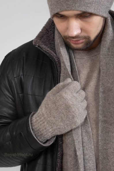 Перчатки мужские шерстяные серые 106-3Кн-M